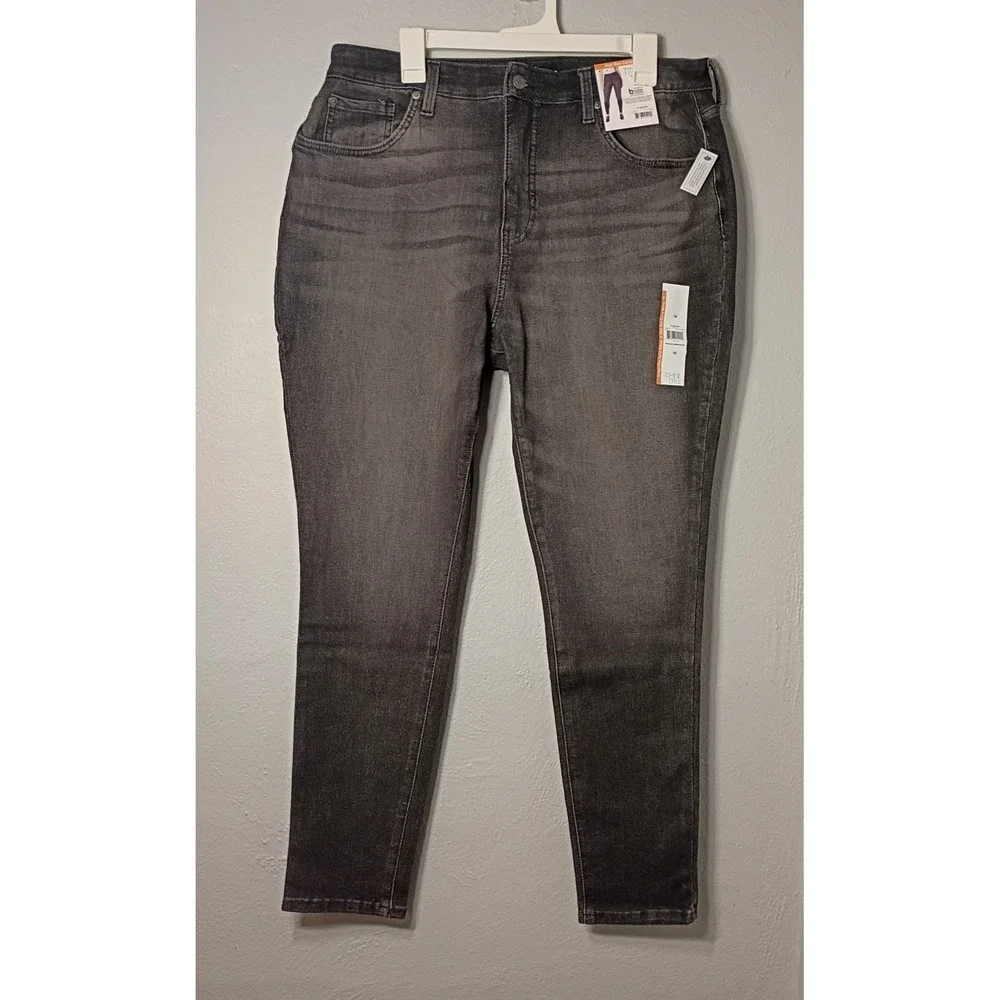 Time and Tru High Rise Curvy Jeans Womens 16 Skinny Black‎ Stretch Core Denim